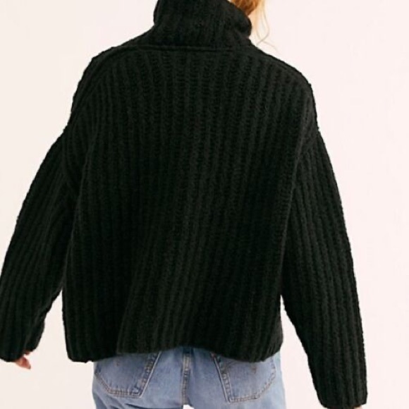 Free People Fluffy Fox Black Oversized Sweater - Picture 4 of 9